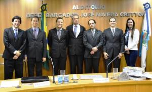 Da esquerda para a direita: Dr. André Gomes Netto, Dr. Bruno José Berti Filho, Dr. Emanuel Costa Santos, Desembargador Heleno Ribeiro Pereira Nunes,  Dr. Sérgio Ricardo de Arruda Fernandes, Dr. Roberto Lúcio de Souza Pereira e Dra. Adriana Lopes Moutinho