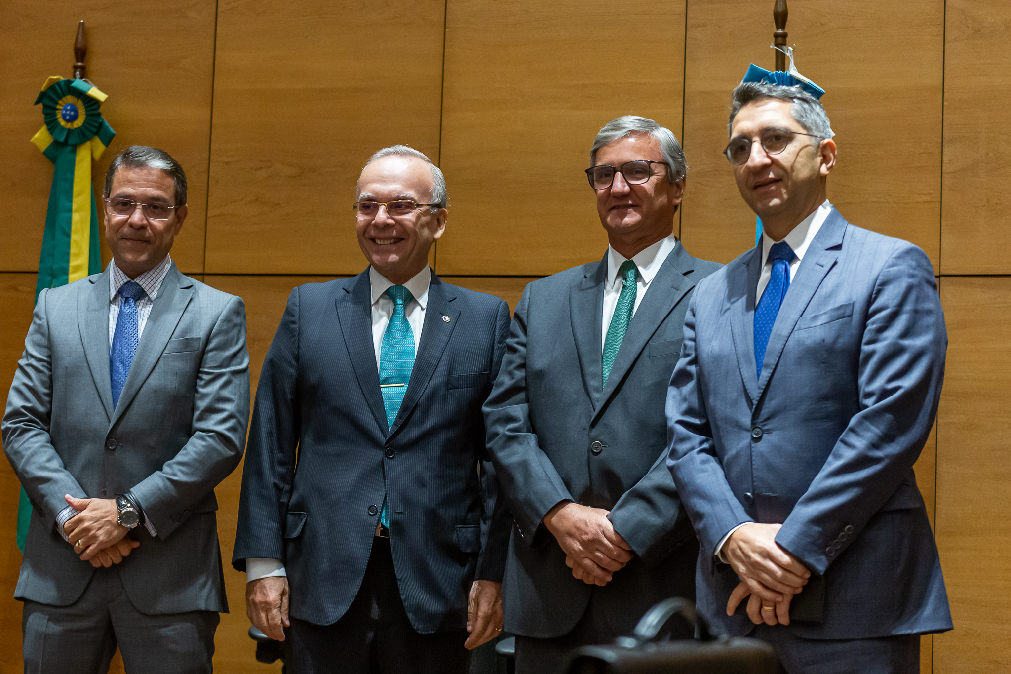 Da esquerda para direita: desembargador Werson Rêgo; corregedor-geral  da Justiça, Ricardo Cardozo; presidente do TJRJ, desembargador Henrique Figueira;  e desembargador César Cury
